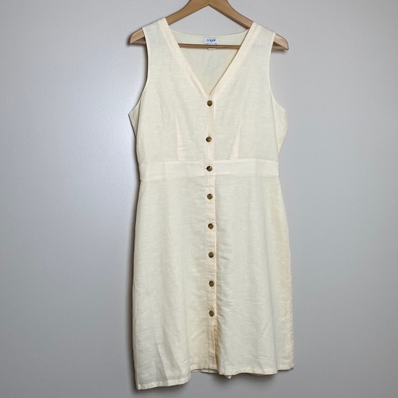 J Crew V-neck button-front dress in linen-cotton blend - Picture 2 of 12